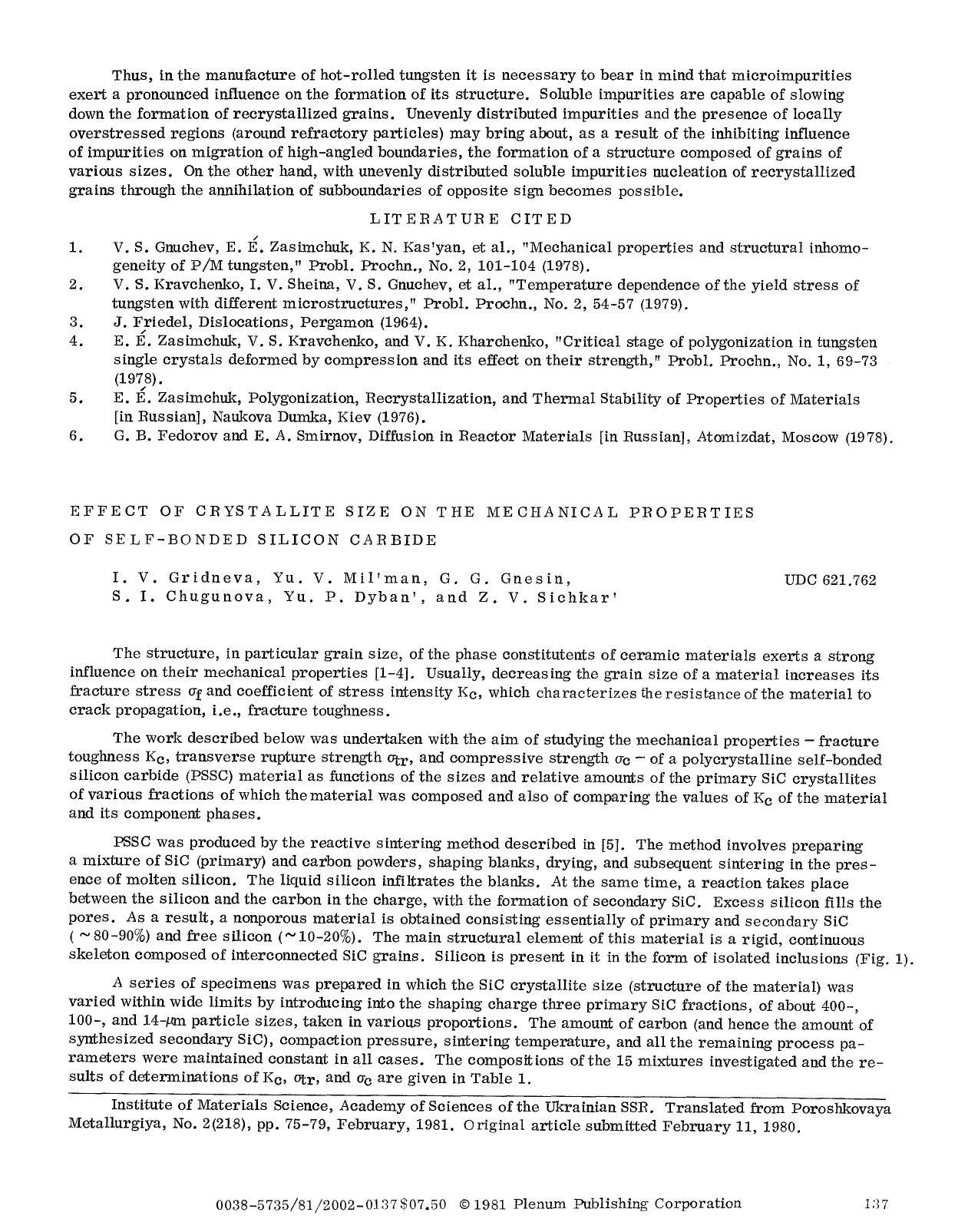 Effect of crystallite size on the mechanical properties of self-bonded silicon carbide by Unknown