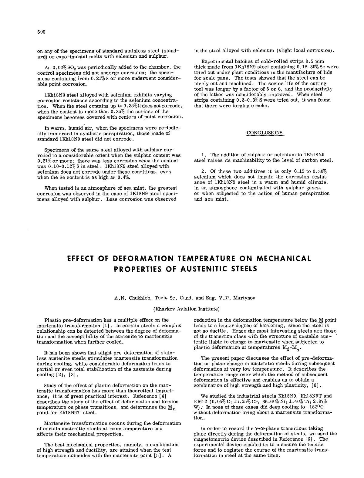 Effect of deformation temperature on mechanical properties of austenitic steels by Unknown