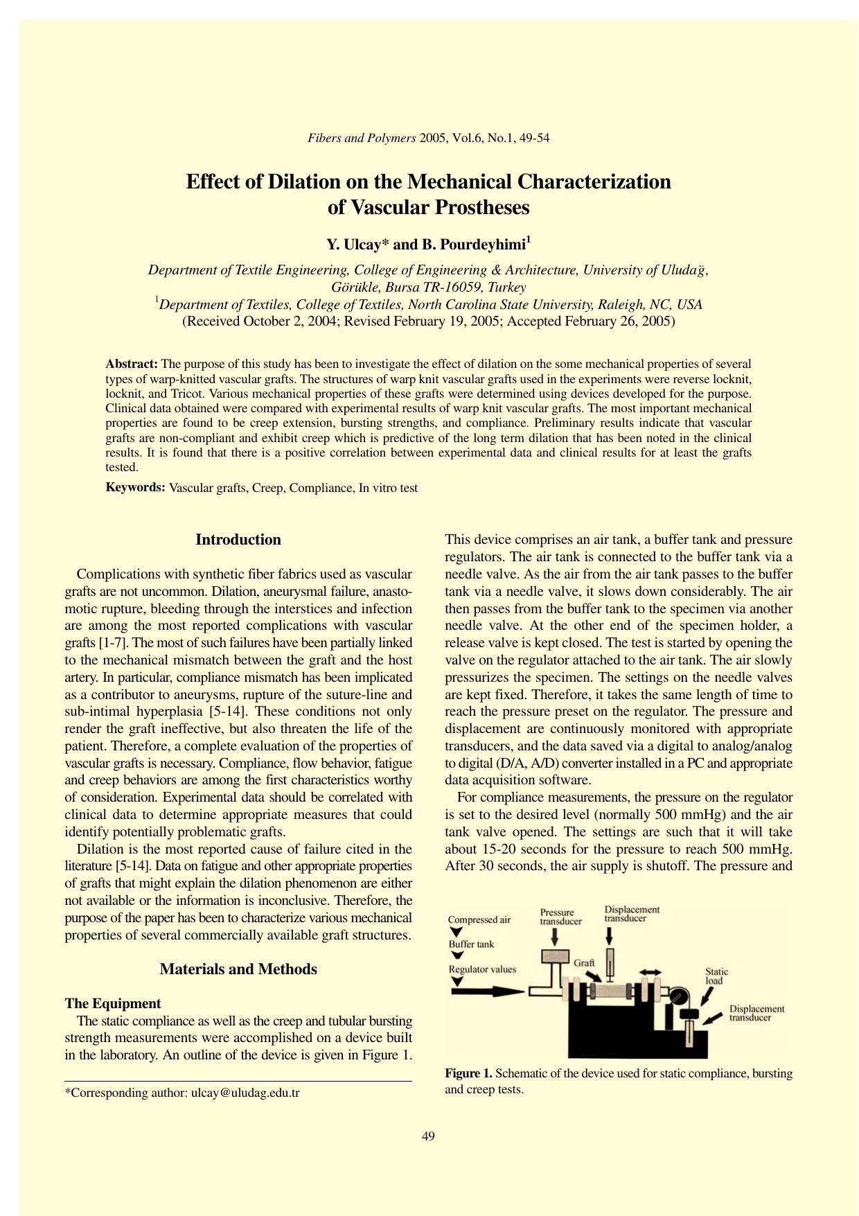 Effect of dilation on the mechanical characterization of vascular prostheses by Unknown