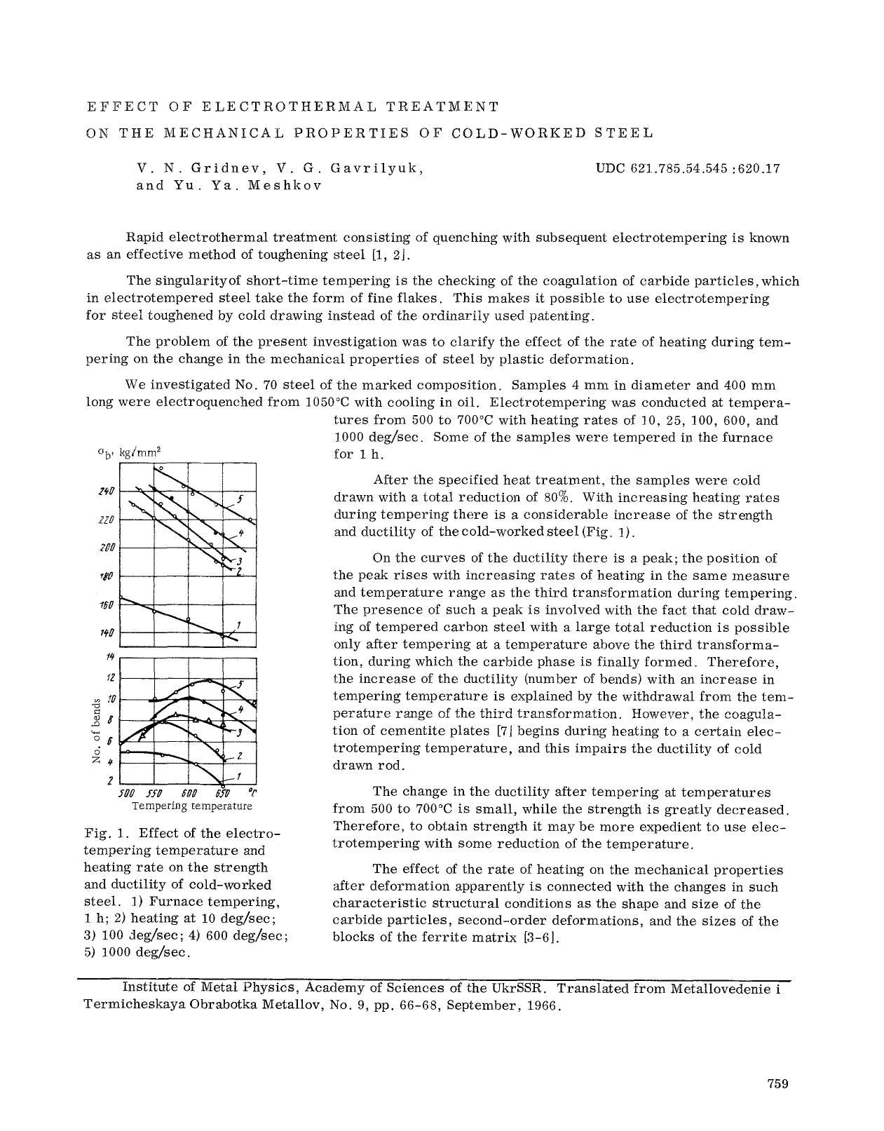 Effect of electrothermal treatment on the mechanical properties of cold-worked steel by Unknown