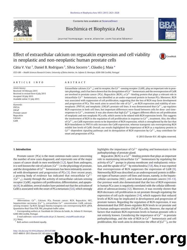 Effect of extracellular calcium on regucalcin expression and cell viability in neoplastic and non-neoplastic human prostate cells by Cátia V. Vaz & Daniel B. Rodrigues & Sílvia Socorro & Cláudio J. Maia