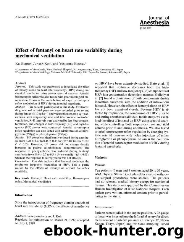 Effect of fentanyl on heart rate variability during mechanical ventilation by Unknown