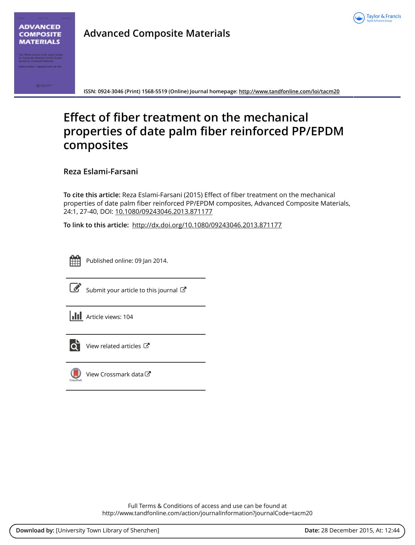 Effect of fiber treatment on the mechanical properties of date palm fiber reinforced PPEPDM composites by Reza Eslami-Farsani