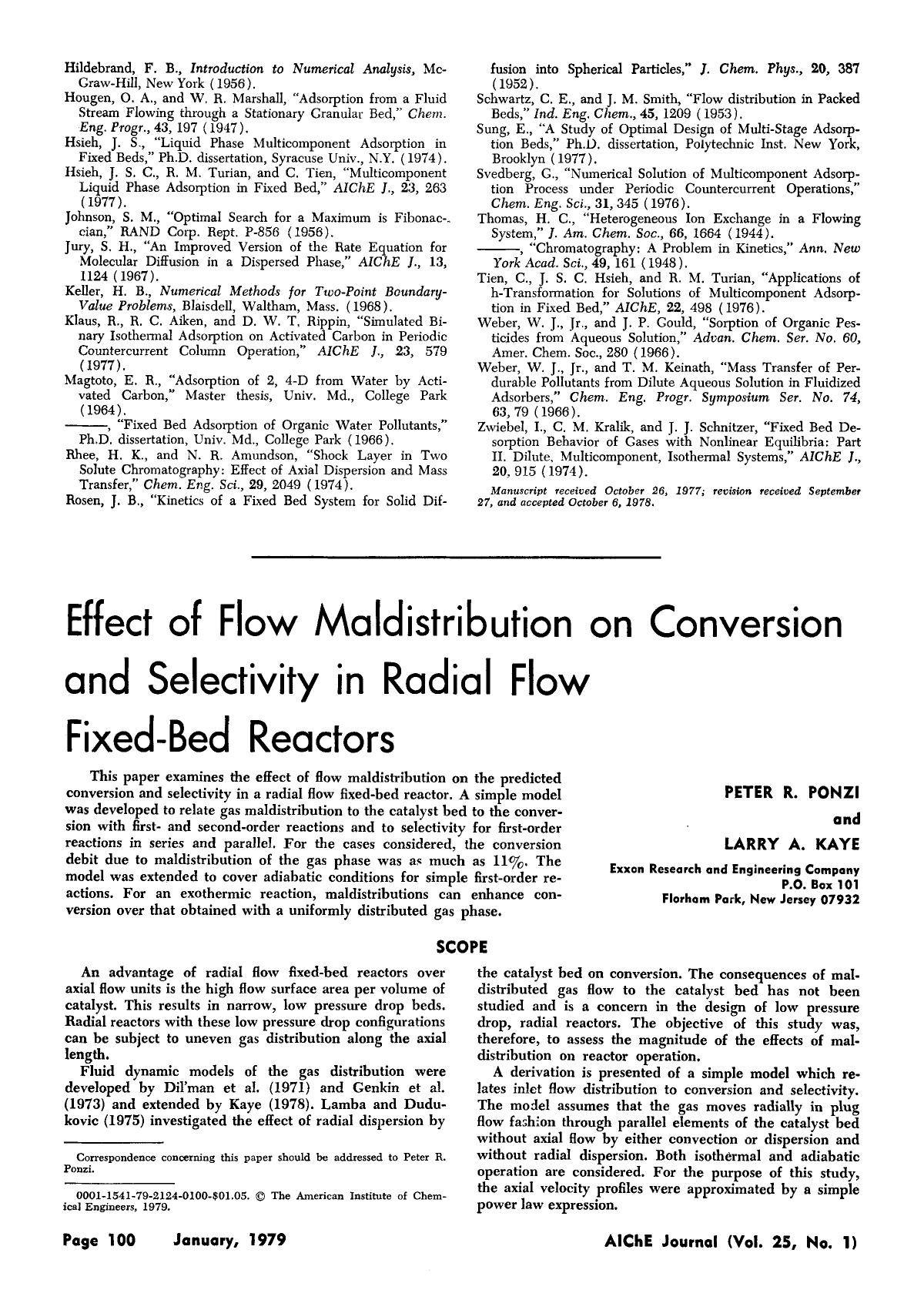 Effect of flow maldistribution on conversion and selectivity in radial flow fixed-bed reactors by Unknown