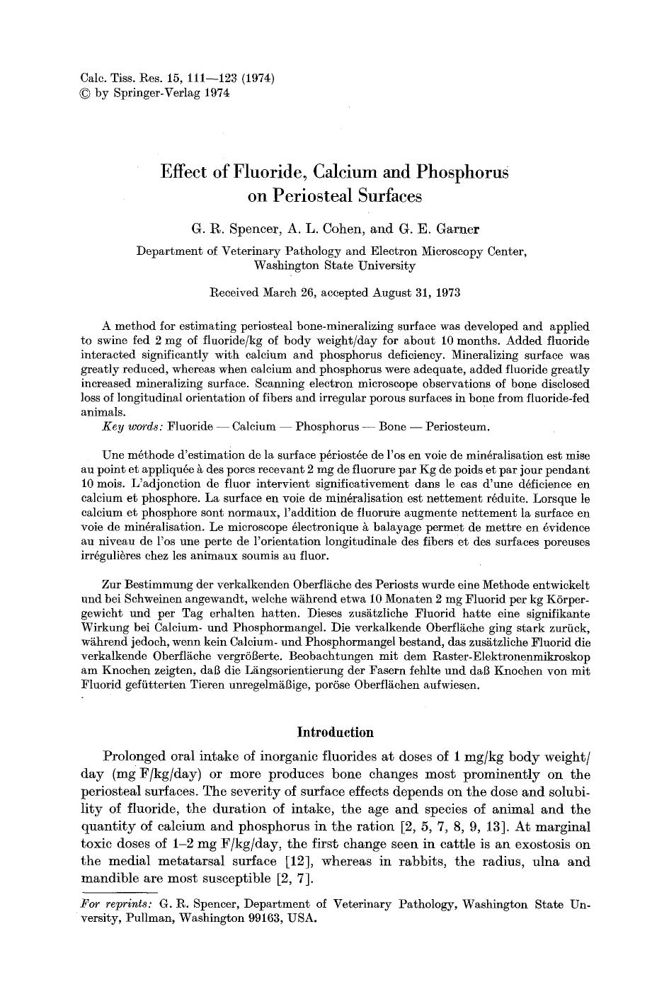 Effect of fluoride, calcium and phosphorus on periosteal surfaces by Unknown