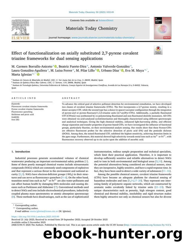 Effect of functionalization on axially substituted 2,7-pyrene covalent triazine frameworks for dual sensing applications by unknow