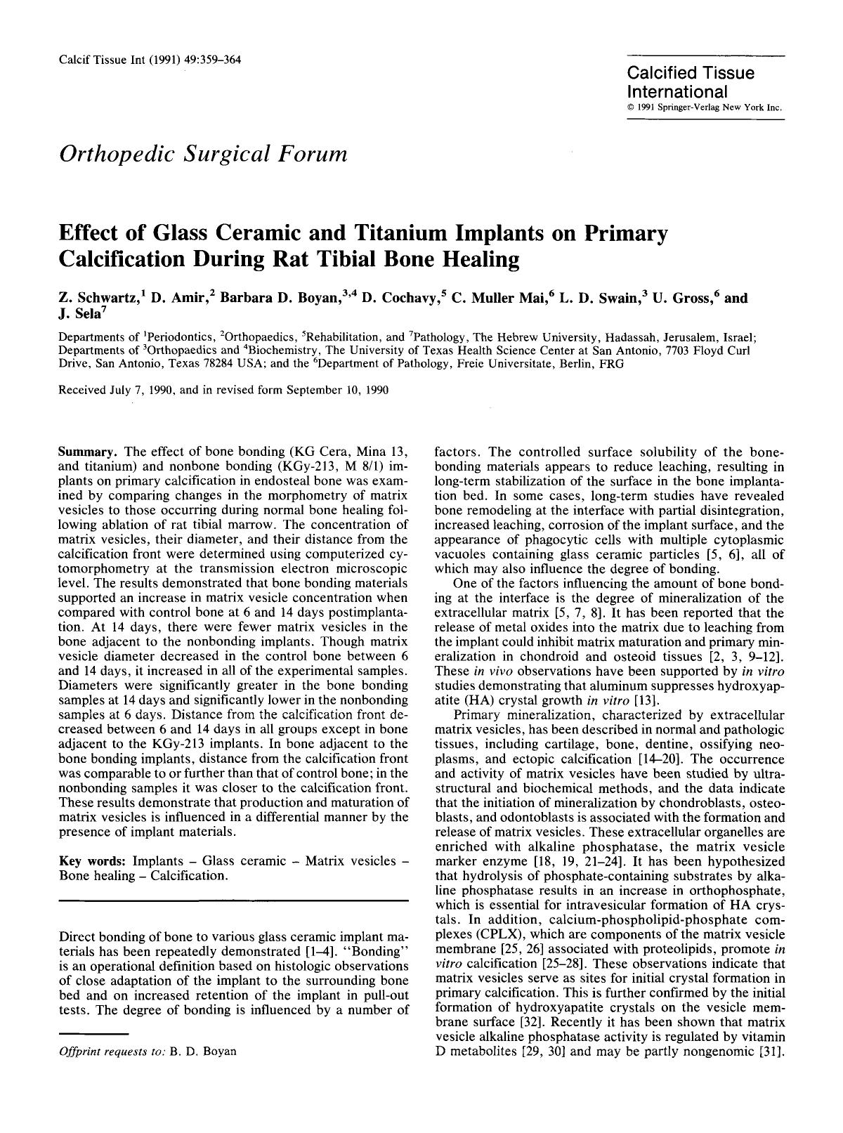 Effect of glass ceramic and titanium implants on primary calcification during rat tibial bone healing by Unknown
