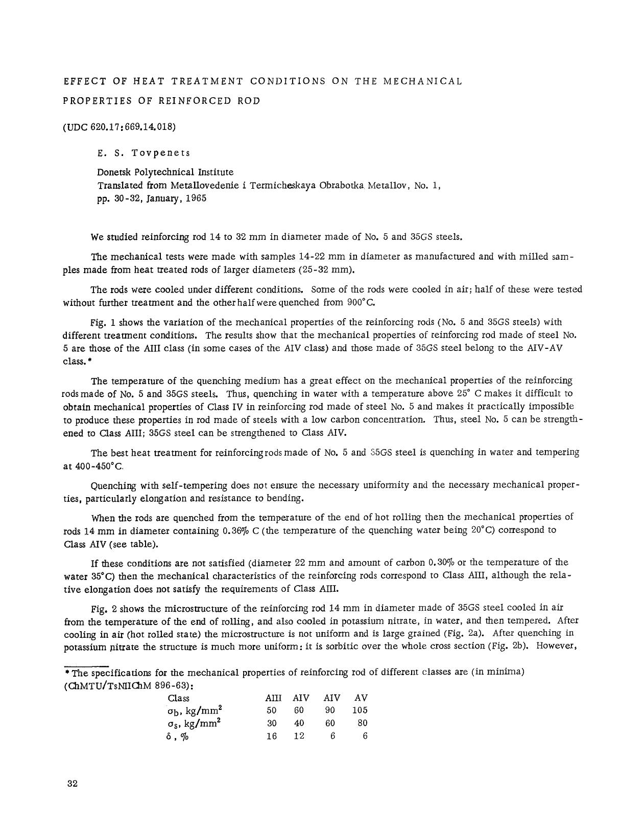 Effect of heat treatment conditions on the mechanical properties of reinforced rod by Unknown