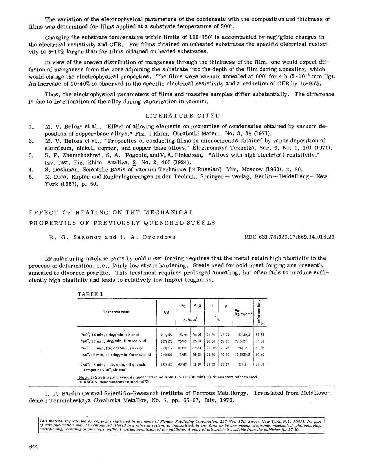 Effect of heating on the mechanical properties of previously quenched steels by Unknown