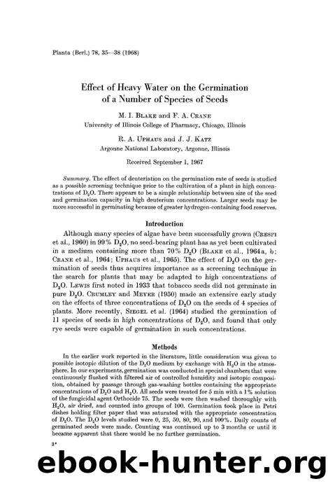 Effect of heavy water on the germination of a number of species of seeds by Unknown