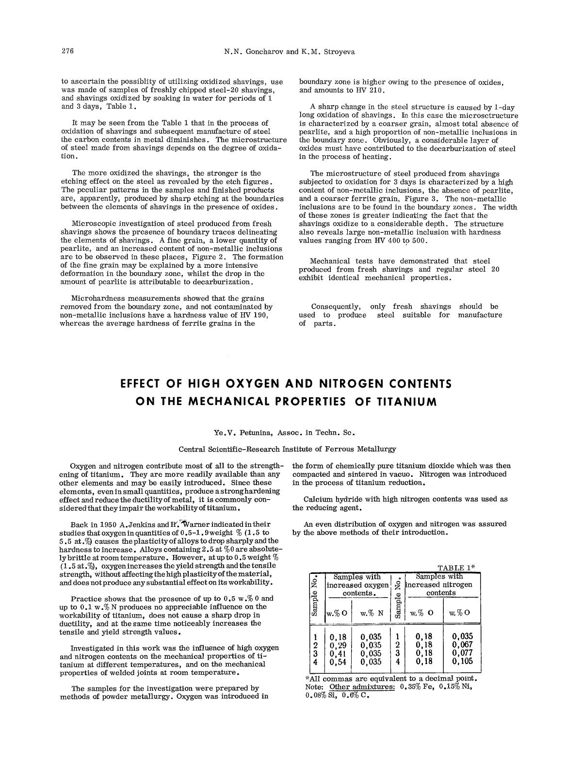 Effect of high oxygen and nitrogen contents on the mechanical properties of titanium by Unknown