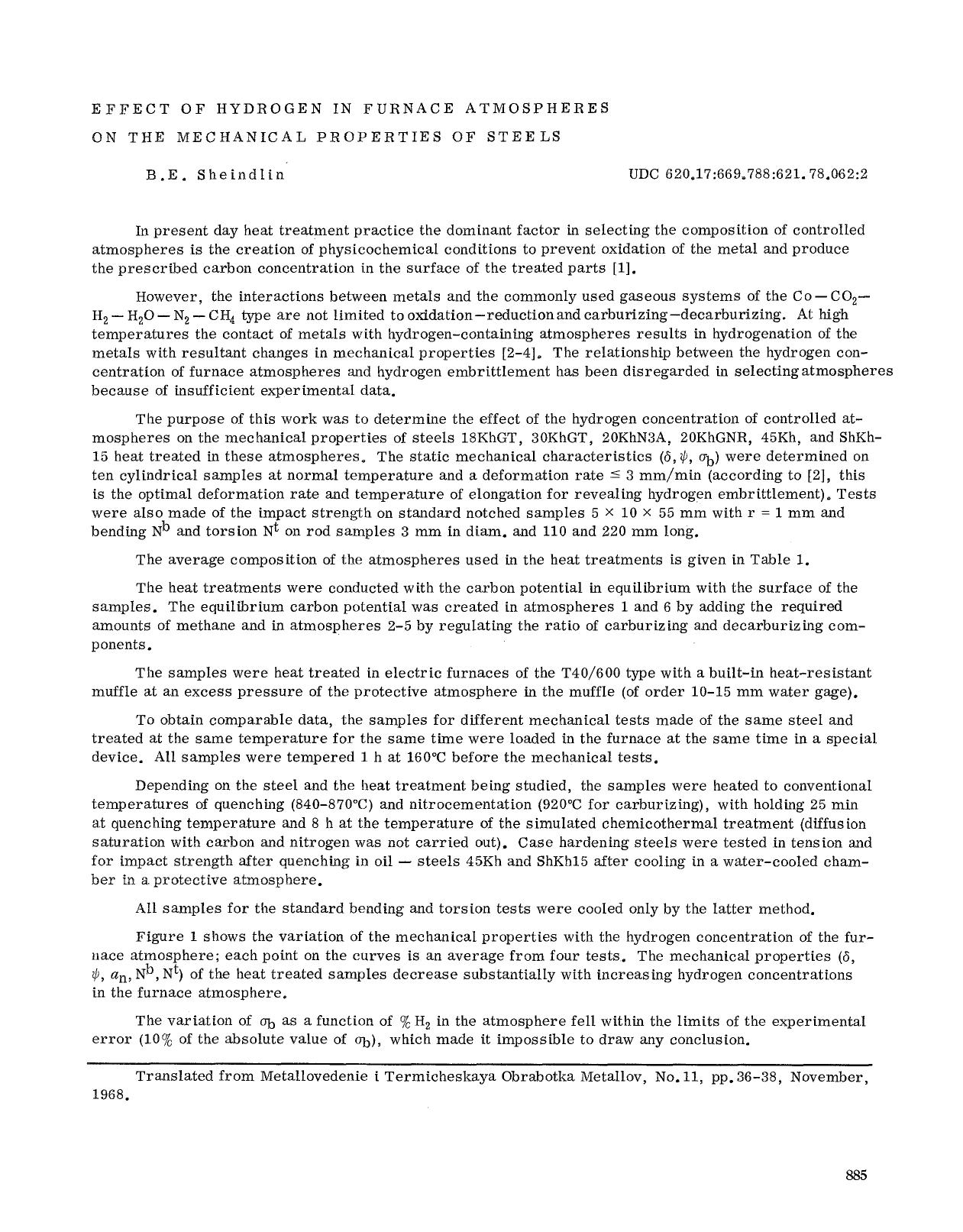 Effect of hydrogen in furnace atmospheres on the mechanical properties of steels by Unknown