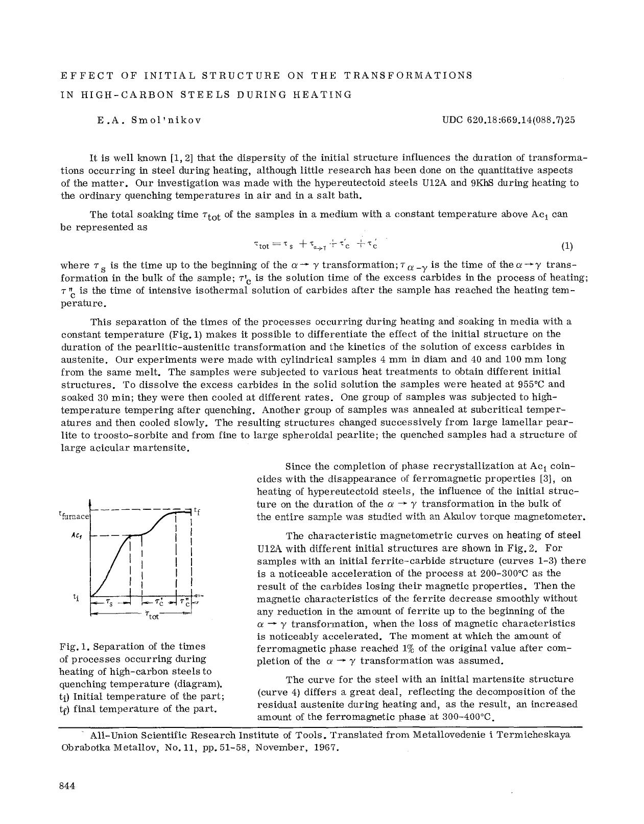 Effect of initial structure on the transformations in high-carbon steels during heating by Unknown