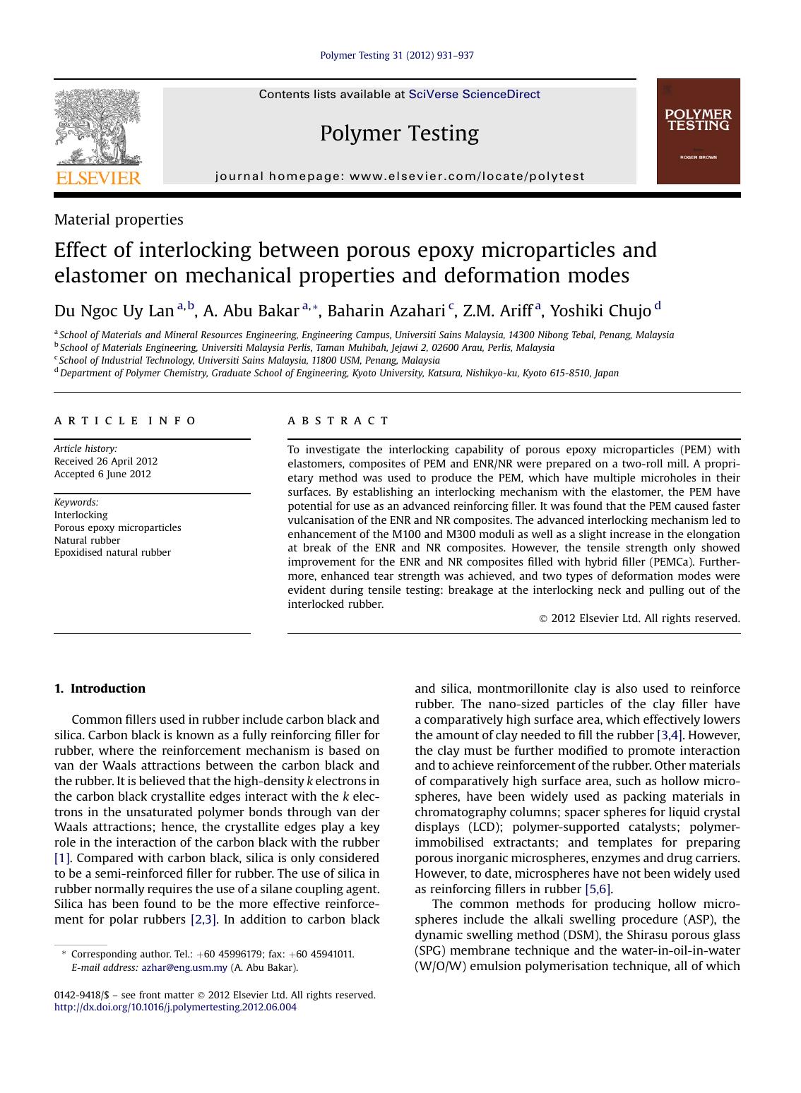 Effect of interlocking between porous epoxy microparticles and elastomer on mechanical properties and deformation modes by unknow