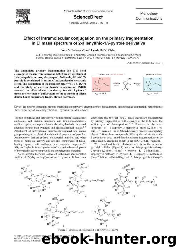 Effect of intramolecular conjugation on the primary fragmentation in EI mass spectrum of 2-allenylthio-1H-pyrrole derivative by Vera V. Belyaeva & Lyudmila V. Klyba