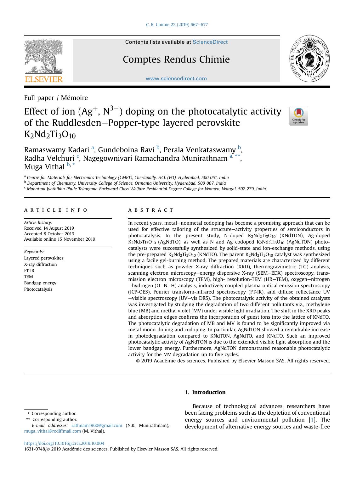 Effect of ion (Ag+, N3-) doping on the photocatalytic activity of the Ruddlesden-Popper-type layered perovskite K2Nd2Ti3O10 by unknow
