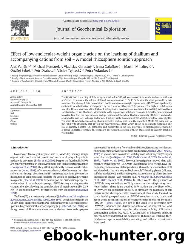 Effect of low-molecular-weight organic acids on the leaching of thallium and accompanying cations from soil â A model rhizosphere solution approach by unknow