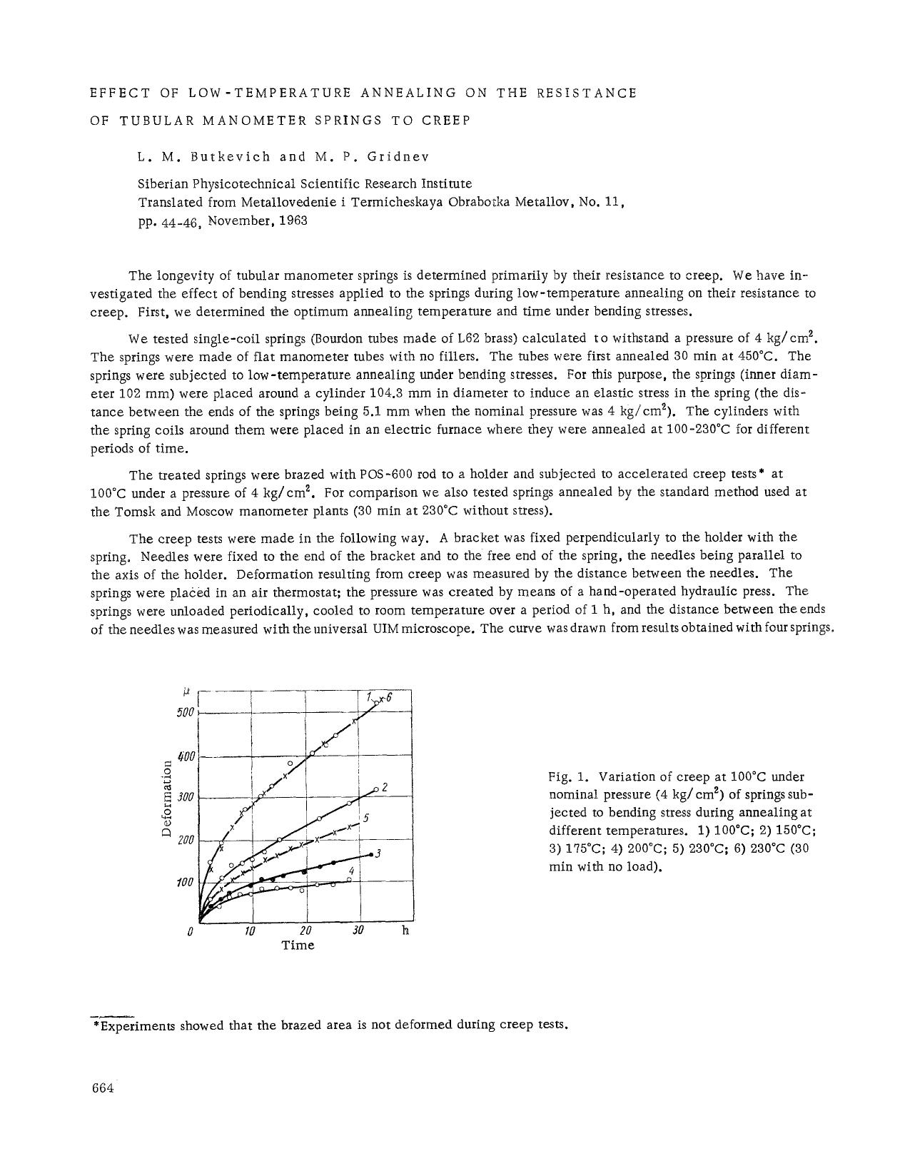 Effect of low-temperature annealing on the resistance of tubular manometer springs to creep by Unknown