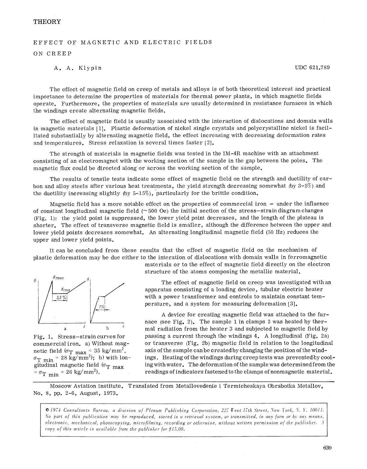Effect of magnetic and electric fields on creep by Unknown