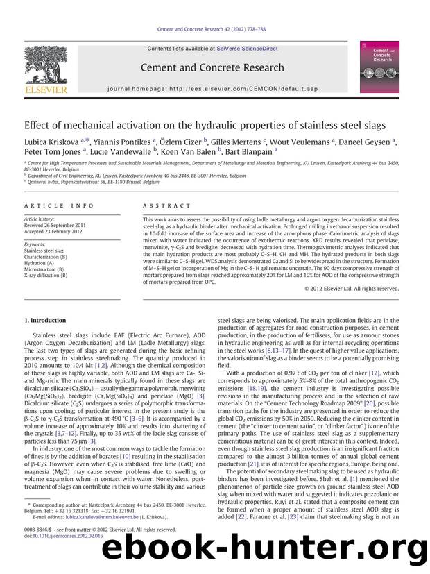 Effect of mechanical activation on the hydraulic properties of stainless steel slags by unknow