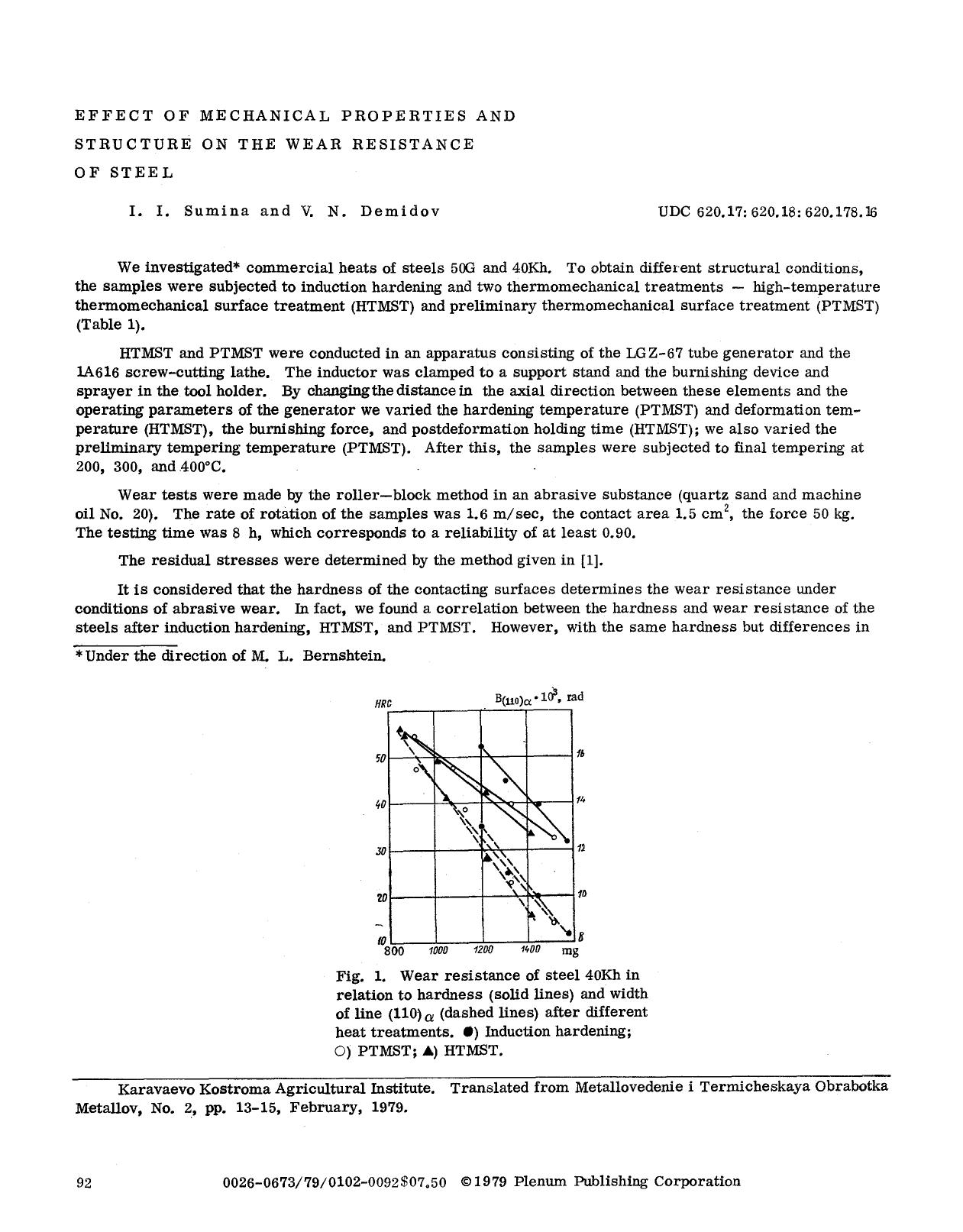 Effect of mechanical properties and structure on the wear resistance of steel by Unknown