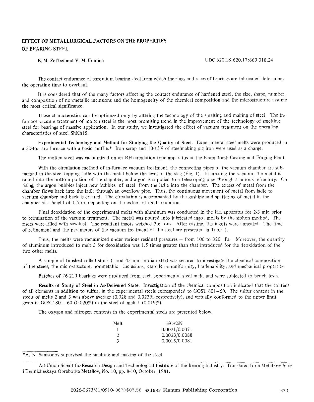 Effect of metallurgical factors on the properties of bearing steel by Unknown