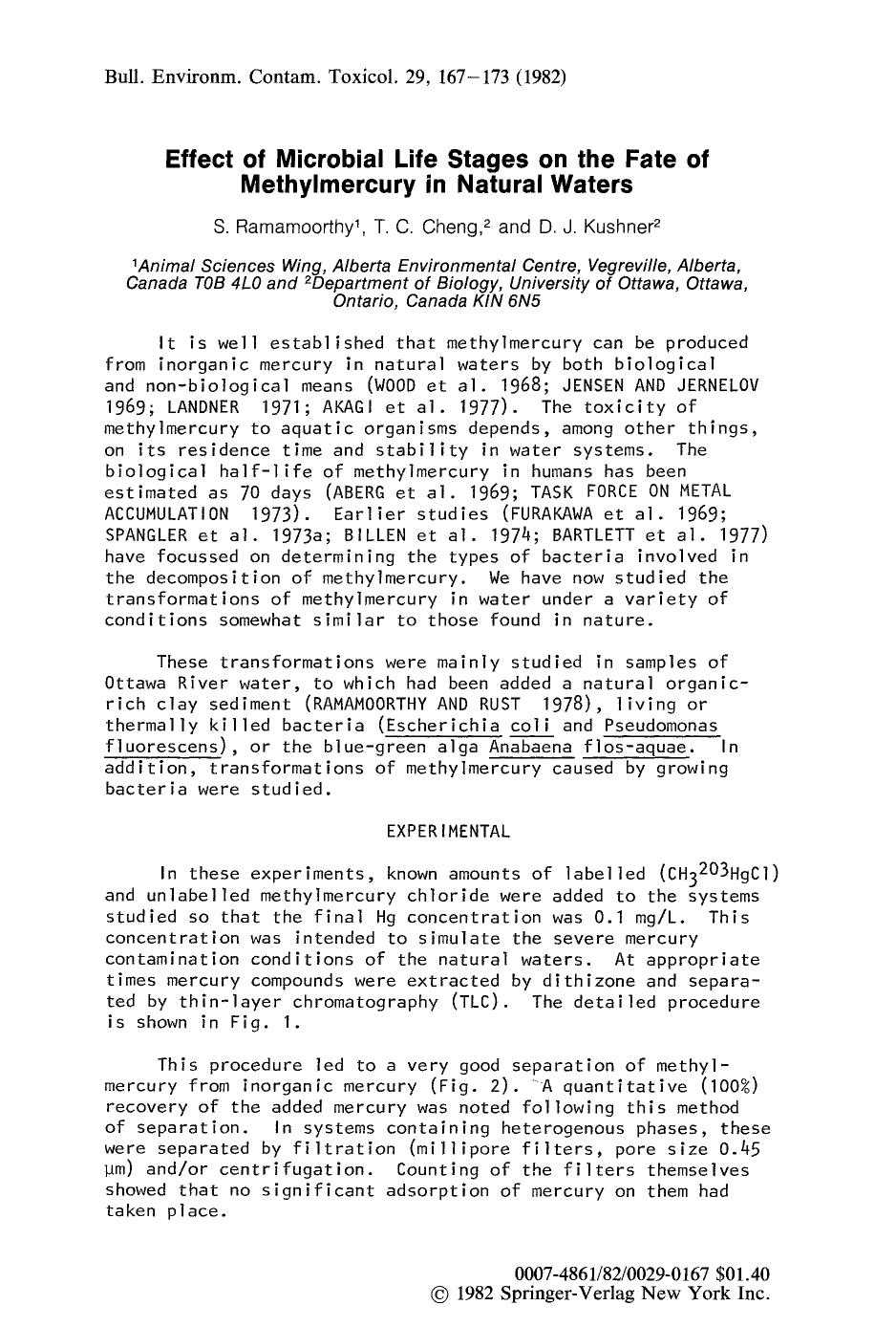 Effect of microbial life stages on the fate of methylmercury in natural waters by Unknown