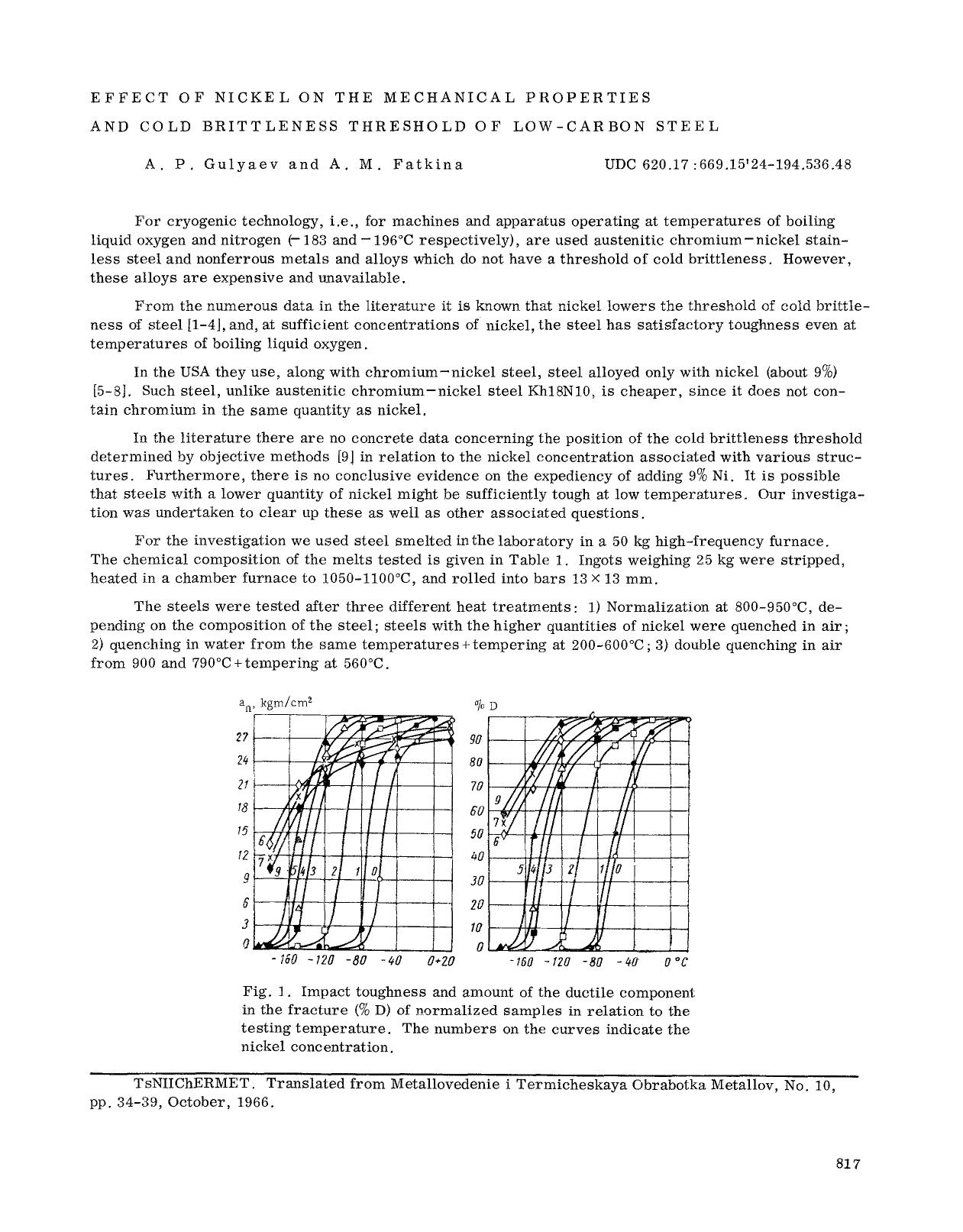 Effect of nickel on the mechanical properties and cold brittleness threshold of low-carbon steel by Unknown