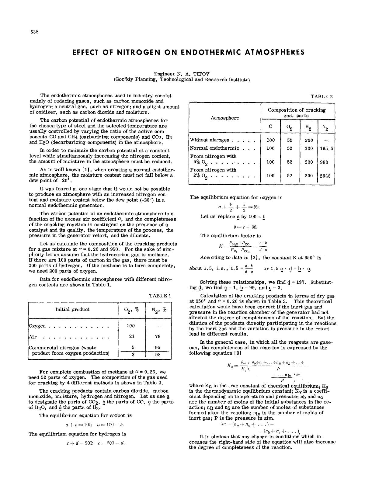Effect of nitrogen on endothermic atmospheres by Unknown