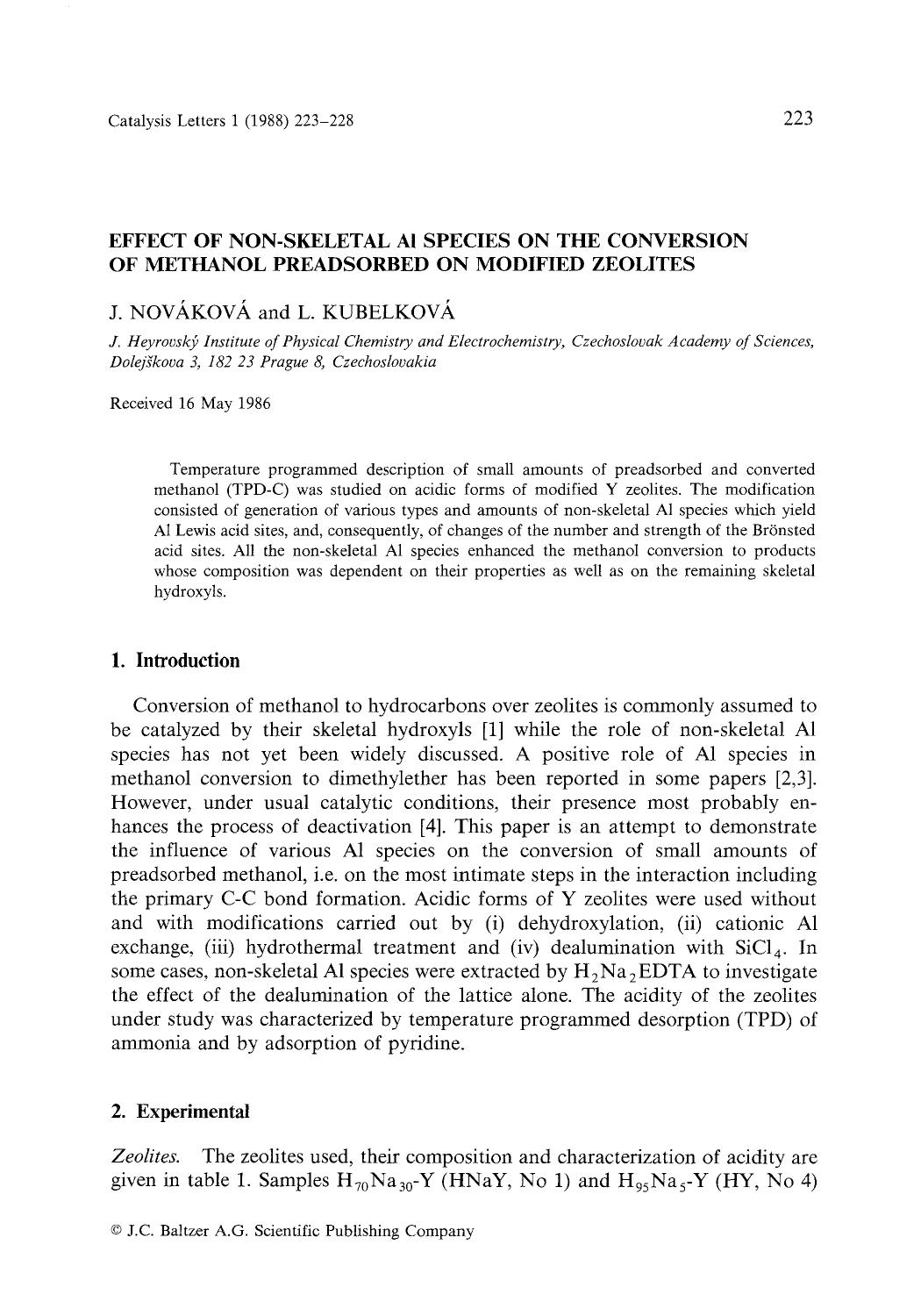 Effect of non-skeletal al species on the conversion of methanol preadsorbed on modified zeolites by Unknown