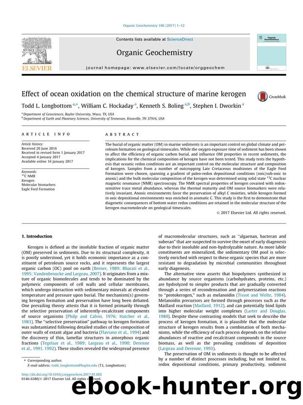 Effect of ocean oxidation on the chemical structure of marine kerogen by Todd L. Longbottom & William C. Hockaday & Kenneth S. Boling & Stephen I. Dworkin