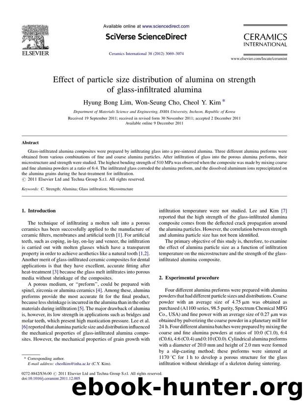 Effect of particle size distribution of alumina on strength of glass-infiltrated alumina by Hyung Bong Lim