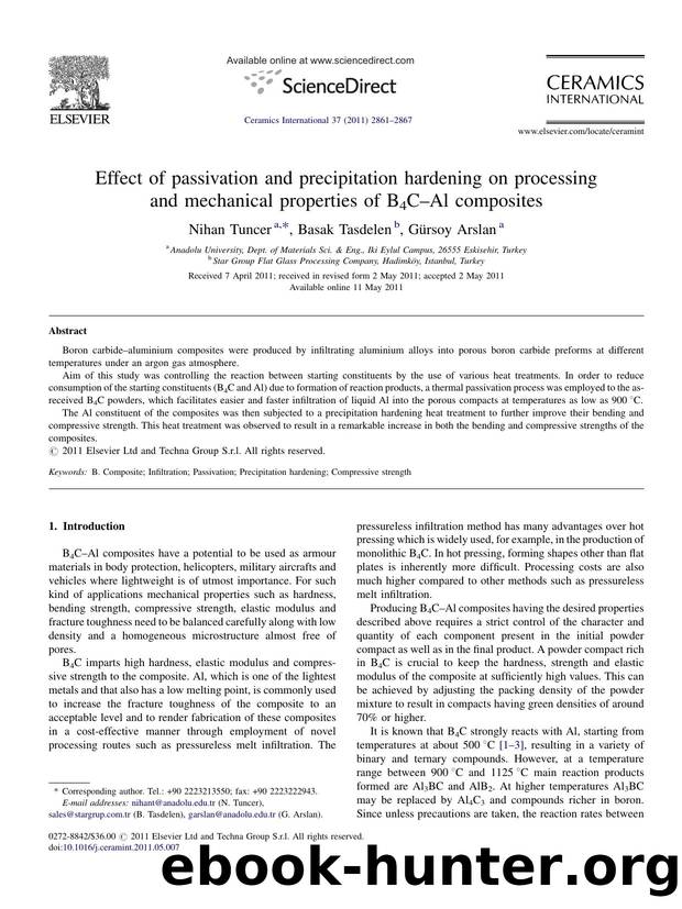 Effect of passivation and precipitation hardening on processing and mechanical properties of B4CÃ¢â¬âAl composites by Nihan Tuncer