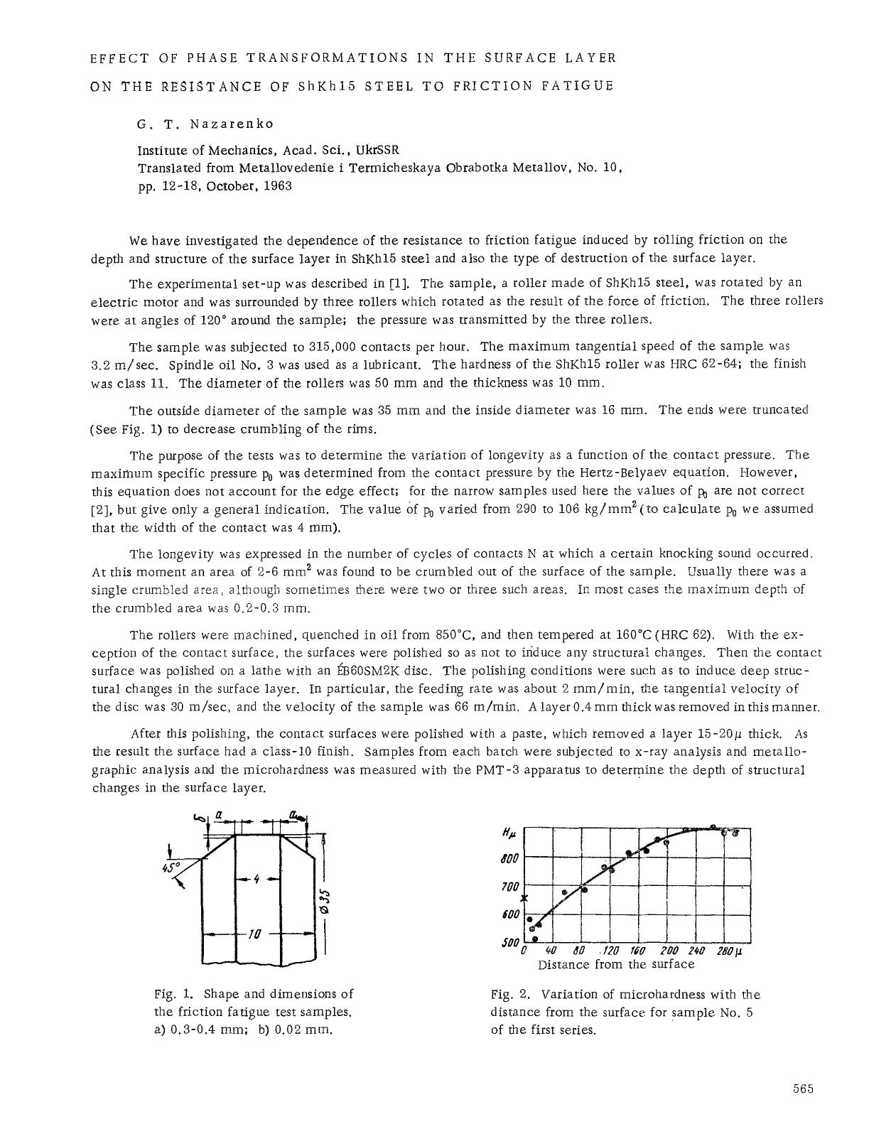 Effect of phase transformations in the surface layer on the resistance of ShKh15 steel to friction fatigue by Unknown