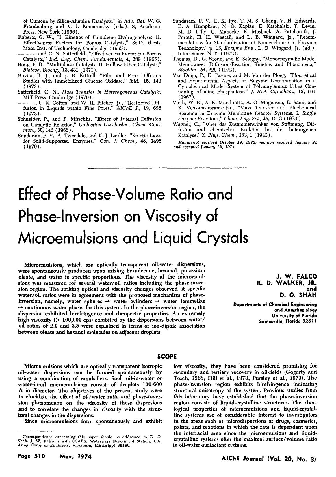 Effect of phase-volume ratio and phase-inversion on viscosity of microemulsions and liquid crystals by Unknown