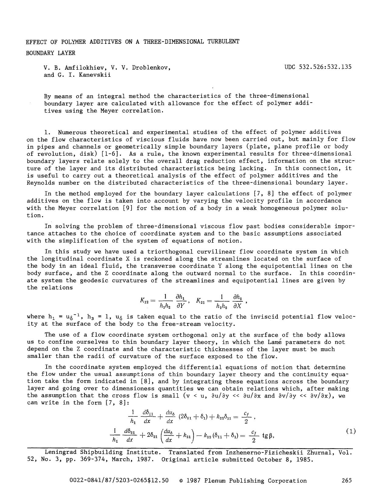 Effect of polymer additives on a three-dimensional turbulent boundary layer by Unknown