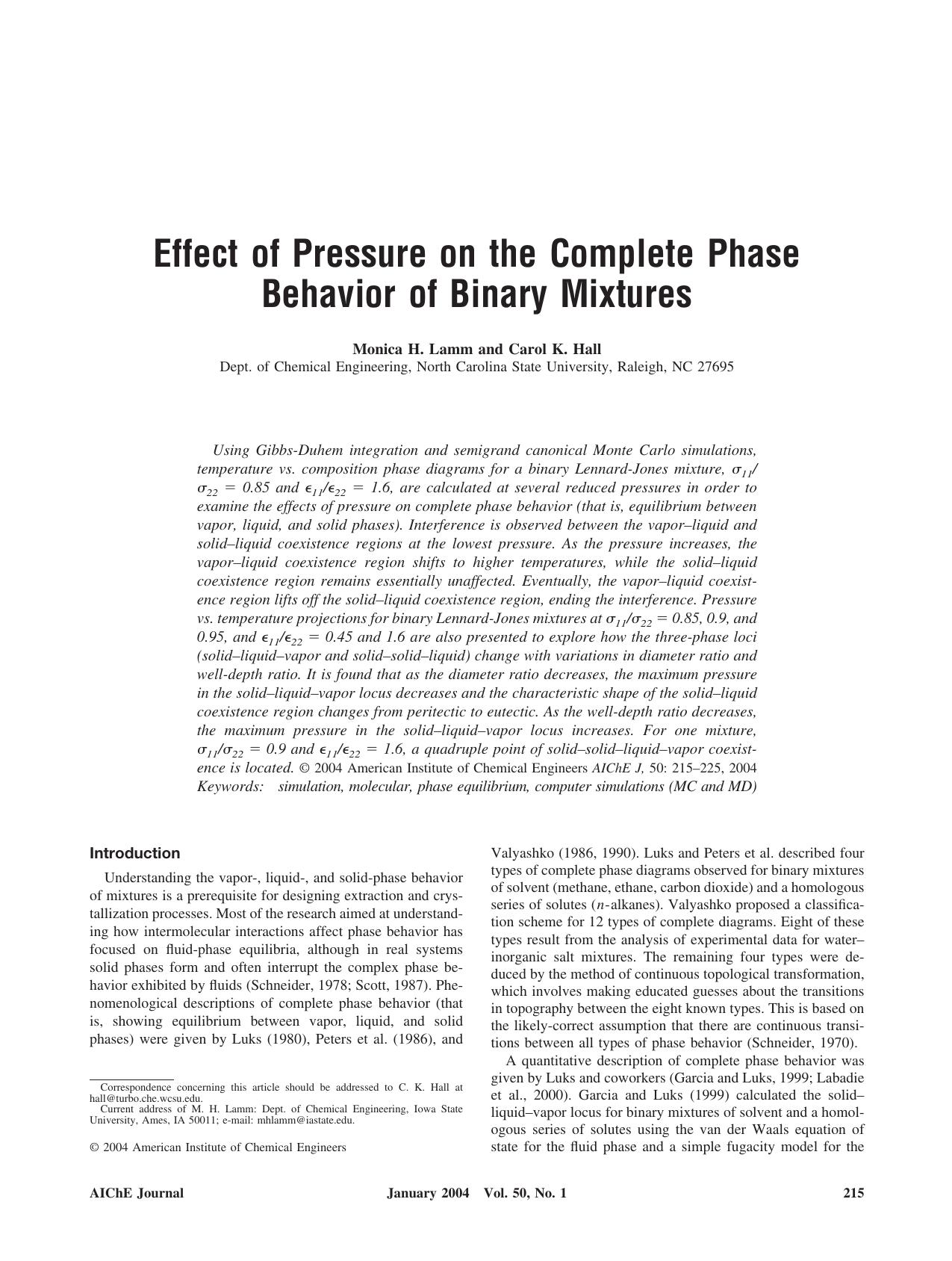 Effect of pressure on the complete phase behavior of binary mixtures by Unknown