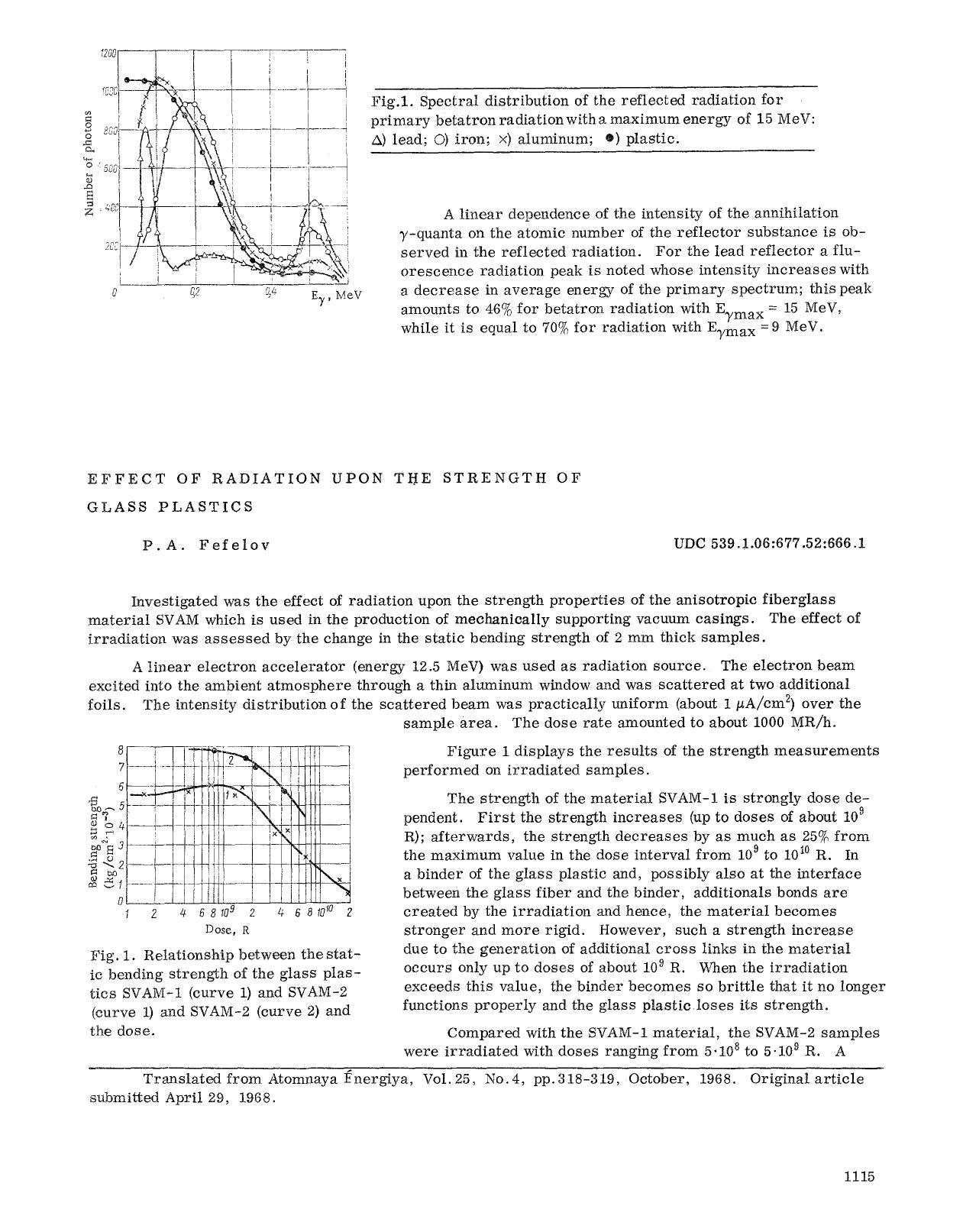 Effect of radiation upon the strength of glass plastics by Unknown