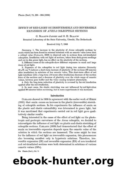 Effect of red light on irreversible and reversible expansion of <Emphasis Type="Italic">Avena<Emphasis> coleoptile sections by Unknown