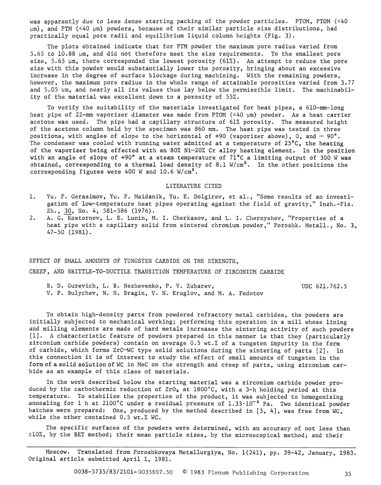 Effect of small amounts of tungsten carbide on the strength, creep, and brittle-to-ductile transition temperature of zirconium carbide by Unknown