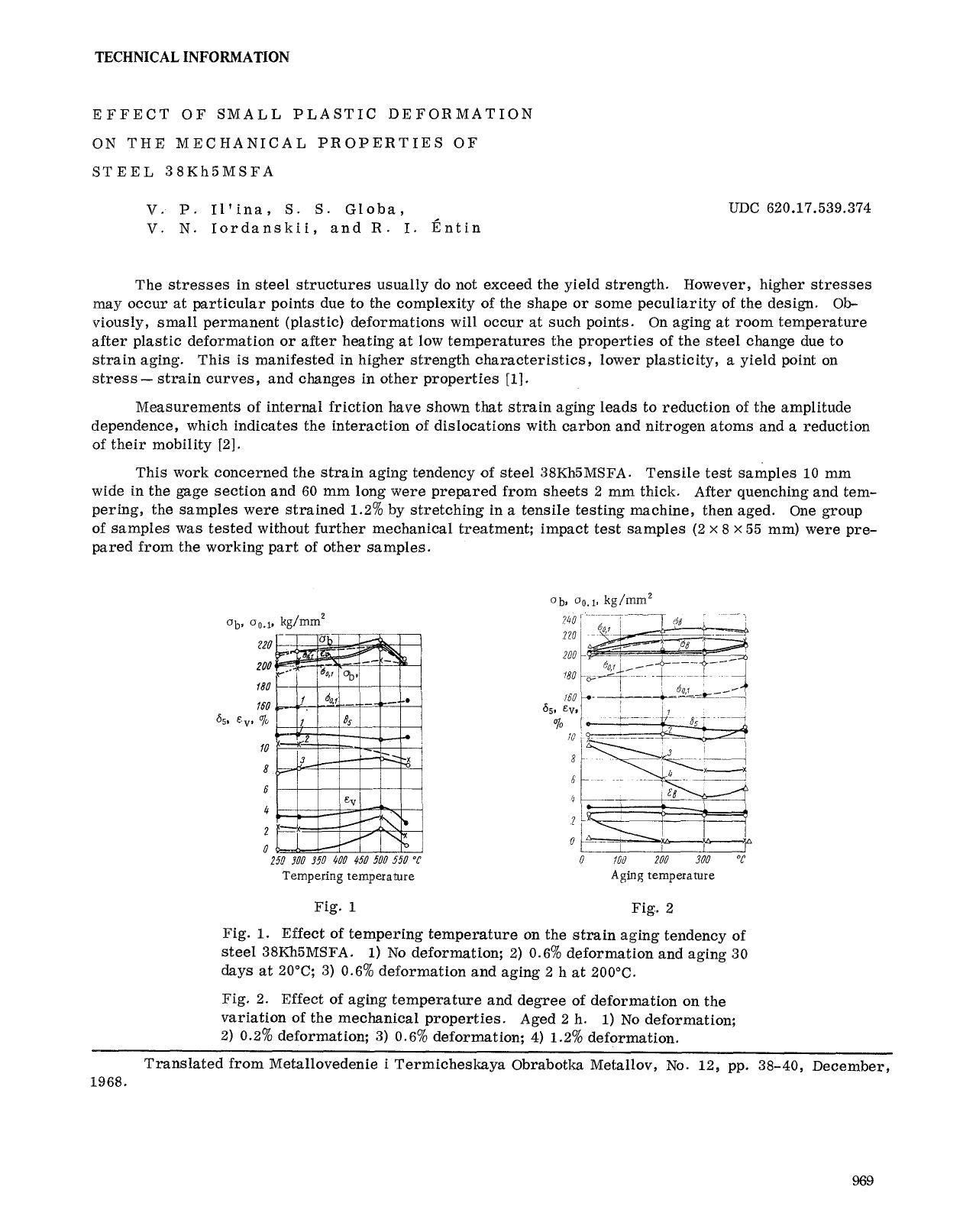 Effect of small plastic deformation on the mechanical properties of steel 38Kh5MSFA by Unknown