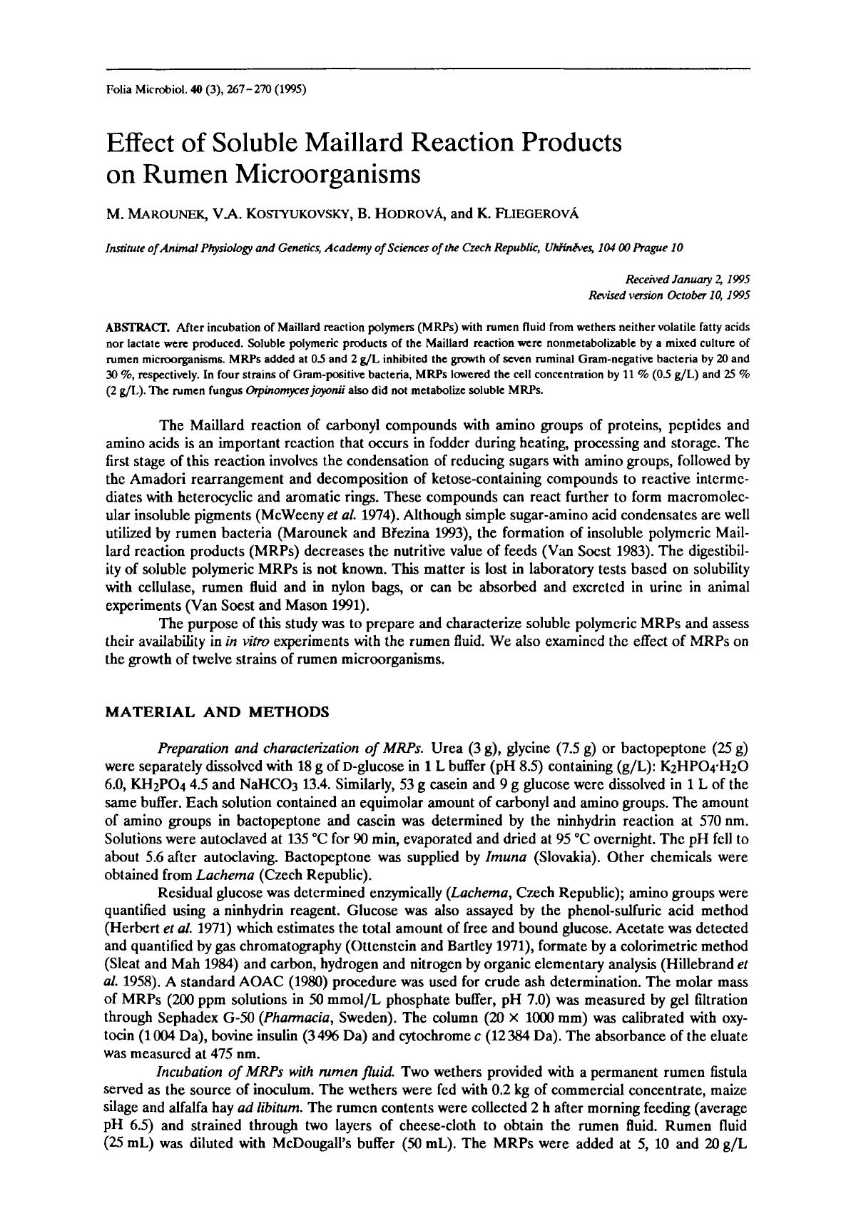 Effect of soluble maillard reaction products on rumen microorganisms by Unknown