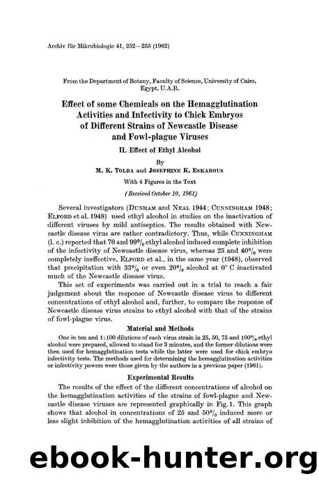 Effect of some chemicals on the hemagglutination activities and infectivity to chick embryos of different strains of Newcastle disease and fowl-plague viruses by Unknown