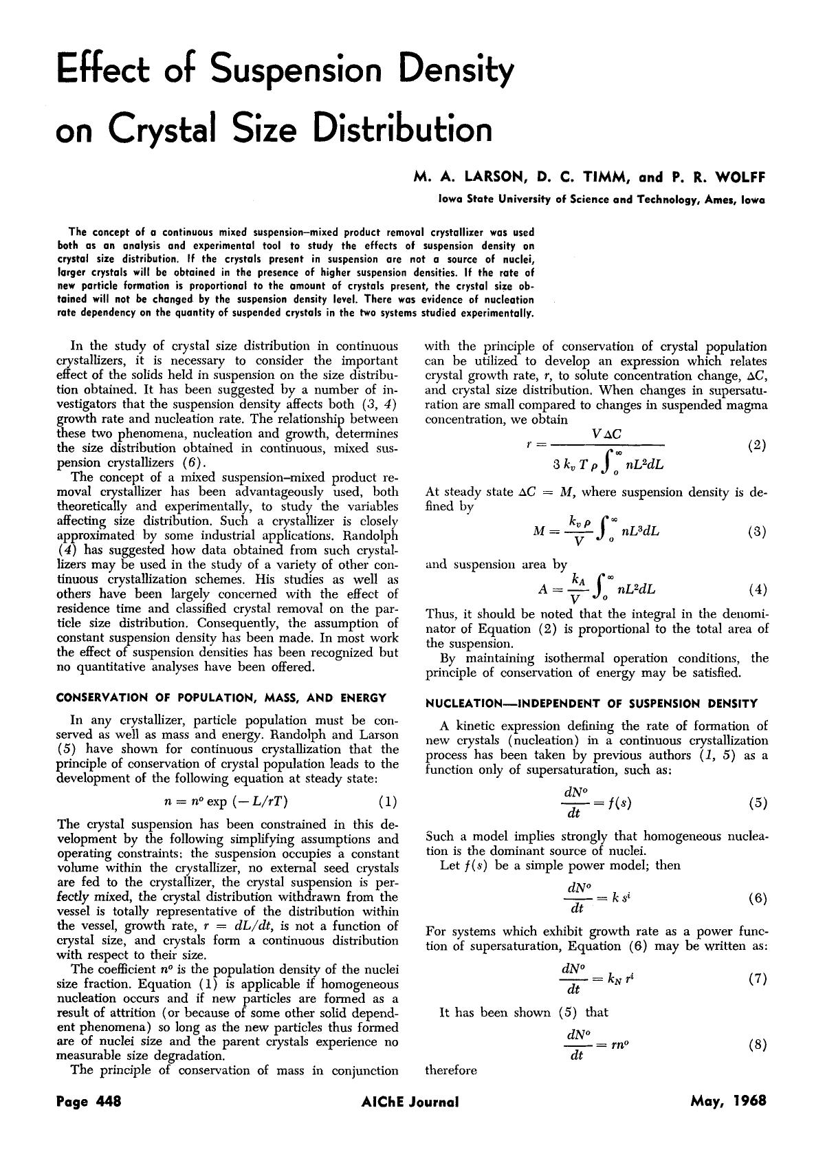 Effect of suspension density on crystal size distribution by Unknown