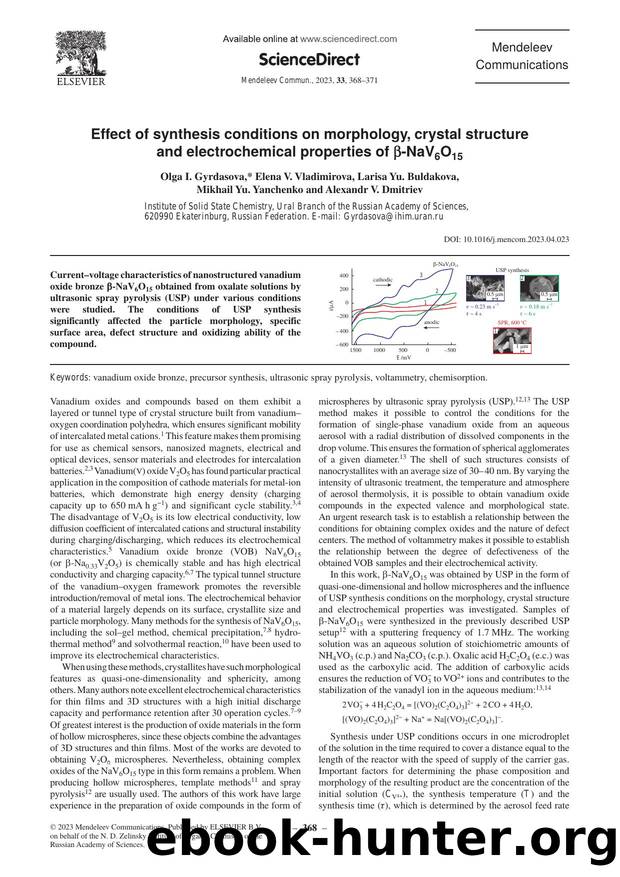 Effect of synthesis conditions on morphology, crystal structure and electrochemical properties of Î²-NaV6O15 by Olga I. Gyrdasova