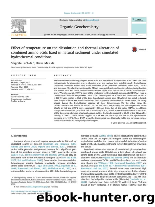 Effect of temperature on the dissolution and thermal alteration of combined amino acids fixed in natural sediment under simulated hydrothermal conditions by Shigeshi Fuchida & Harue Masuda
