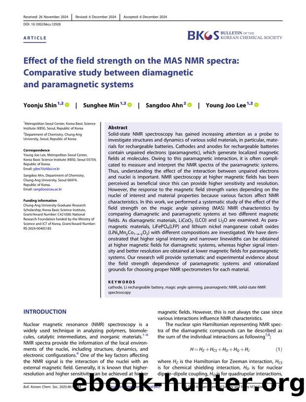 Effect of the Field Strength on the MAS NMR Spectra: Comparative Study between Diamagnetic and Paramagnetic Systems by Unknown
