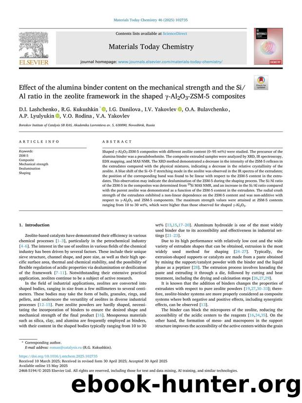 Effect of the alumina binder content on the mechanical strength and the SiAl ratio in the zeolite framework in the shaped Î³-Al2O3-ZSM-5 composites by unknow