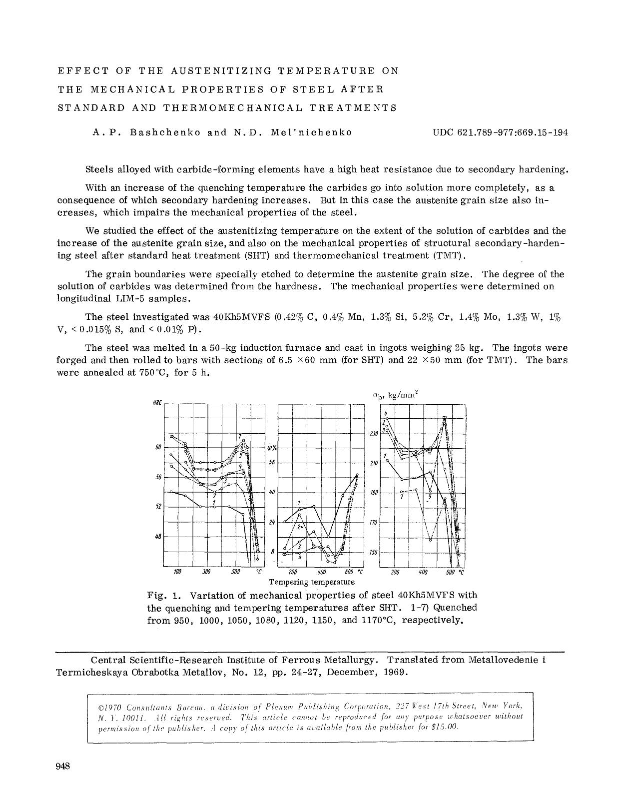 Effect of the austenitizing temperature on the mechanical properties of steel after standard and thermomechanical treatments by Unknown