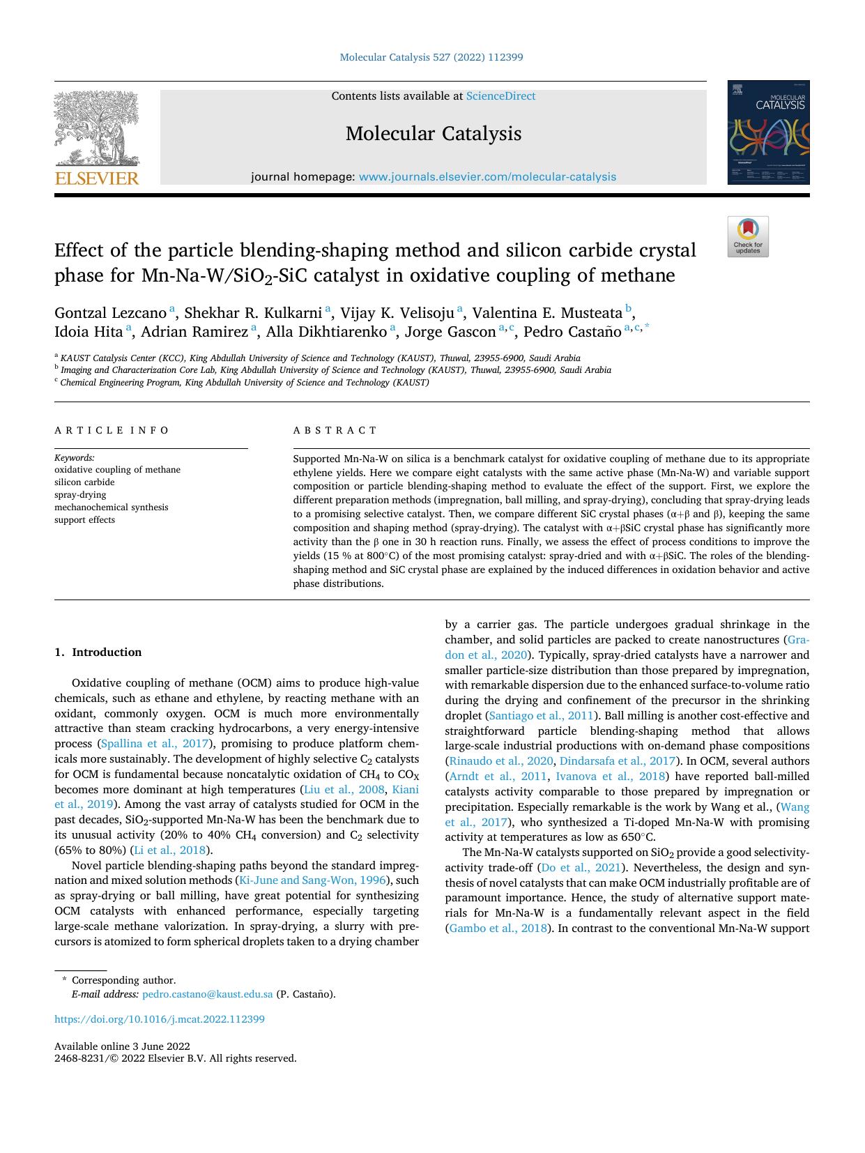 Effect of the particle blending-shaping method and silicon carbide crystal phase for Mn-Na-WSiO2-SiC catalyst in oxidative coupling of methane by unknow